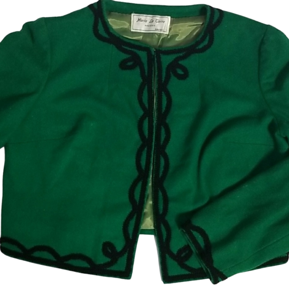 Vintage 50s Emerald Green Wool Bolero Jacket